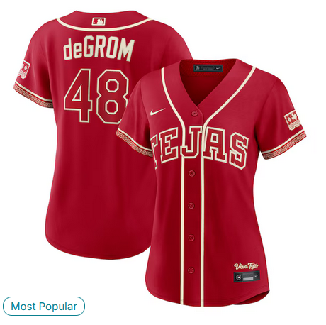 women Texas Rangers #48 deGrom red Nike 2026 MLB City Connect Jersey
